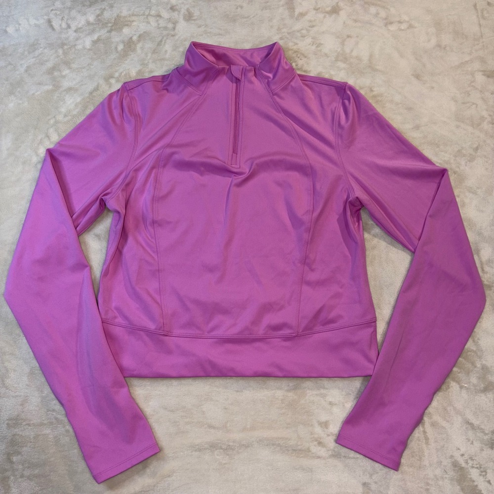 Yogalicious Lux Crosstrain Everyday Half Zip Cropped Jacket Pink Large Thumbhole